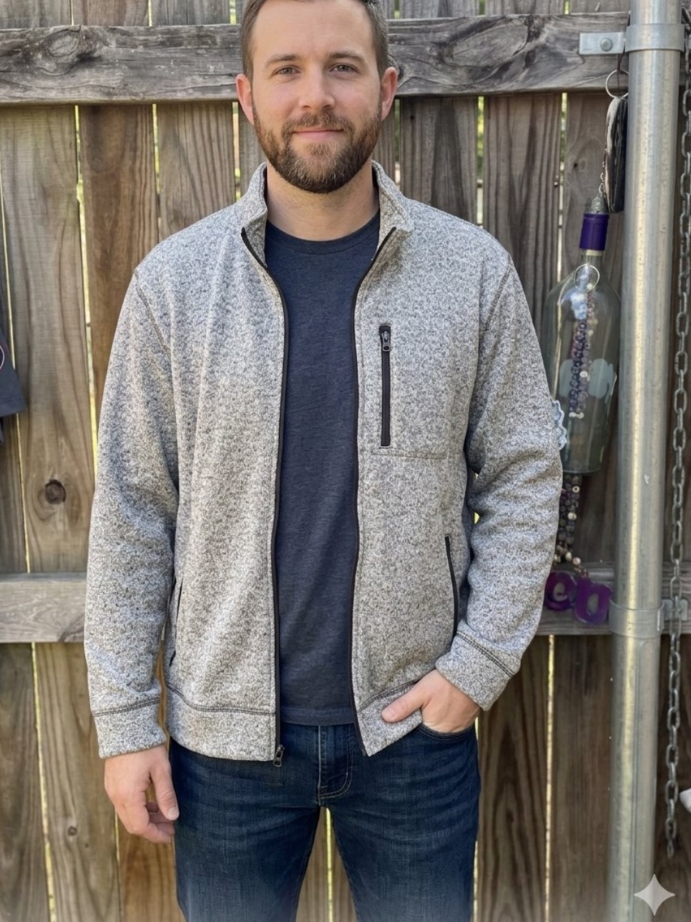 👗Sonoma Men's Heather Gray Full-Zip  Jacket